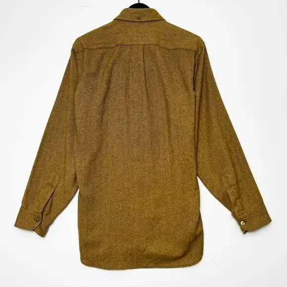 Vintage 1960s Pendleton Wool Button Down Shirt Mustard Brown Mens M - Picture 2 of 9